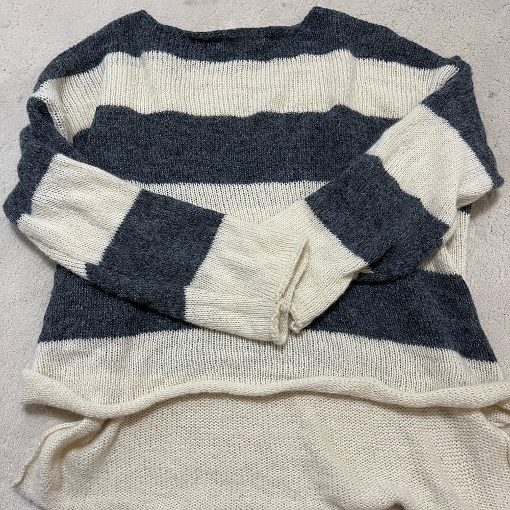 Gray and white striped sweater